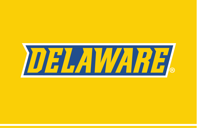 Delaware wordmark, full color on yellow variant, cell 34