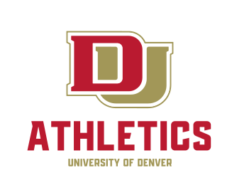 DU Athletics logo, 3-color light background variant, cell 1