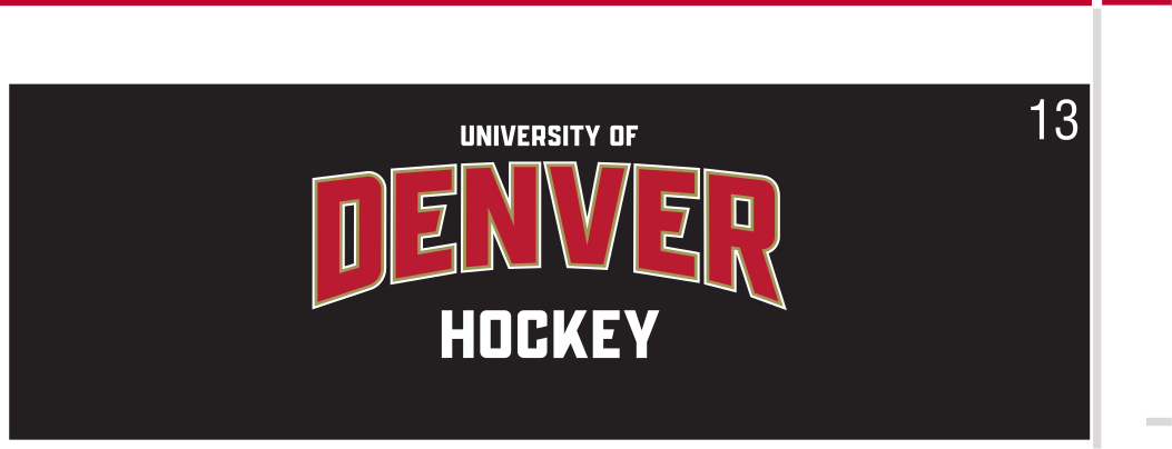 University of Denver Hockey wordmark, 3-color black background variant, cell 13