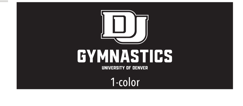 DU Gymnastics logo, 1-color black background variant, cell 19