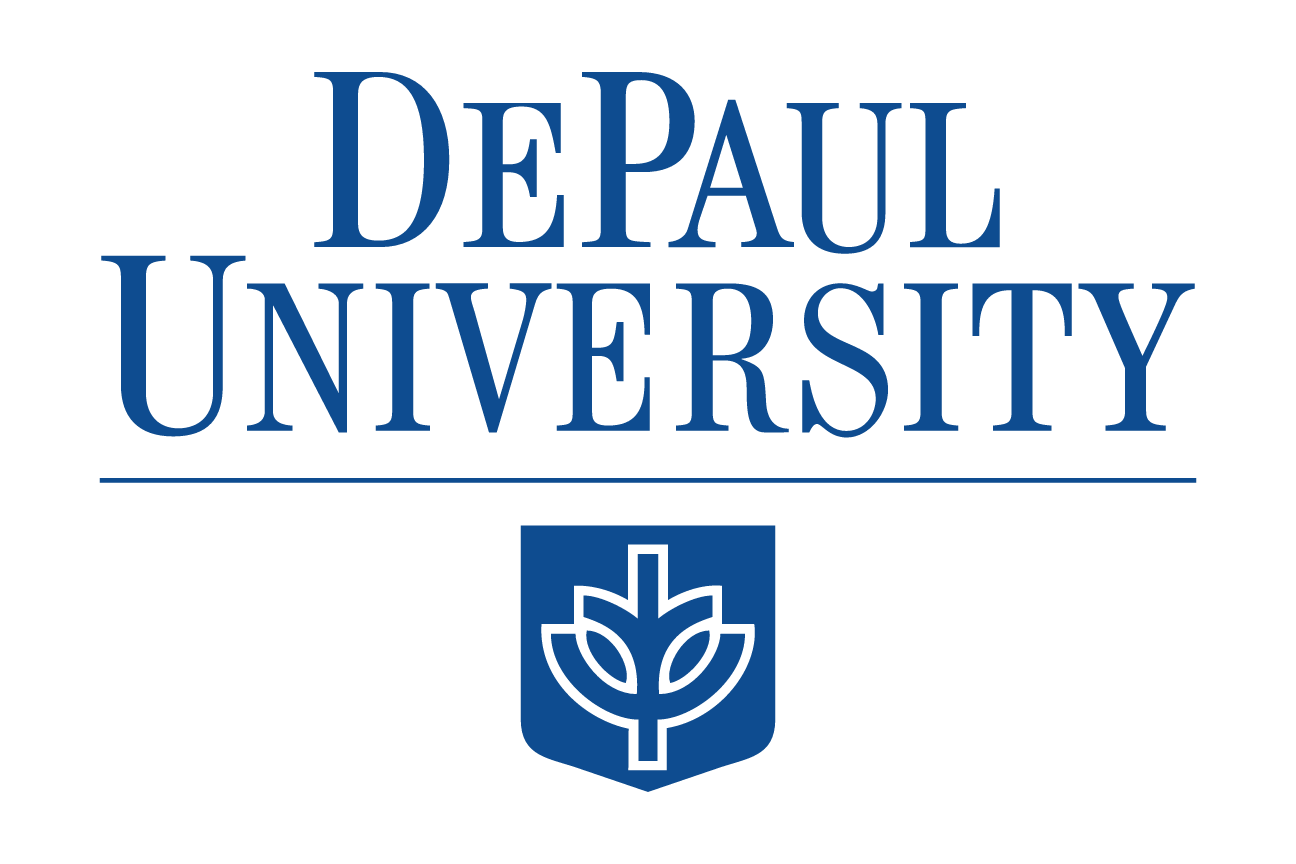 DePaul University, stacked lockup with Tree of Wisdom variant, cell 14