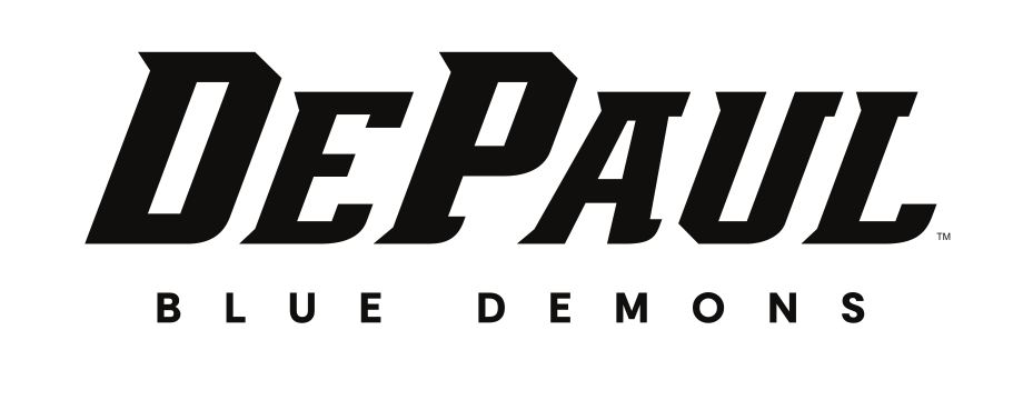 DePaul Blue Demons lockup, black variant, cell 11