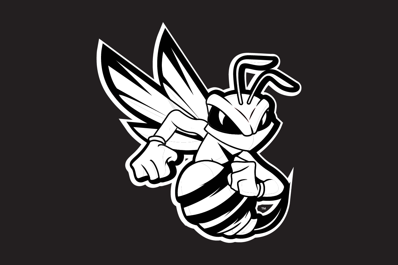 Hornet mascot, white outline on black variant, cell 22