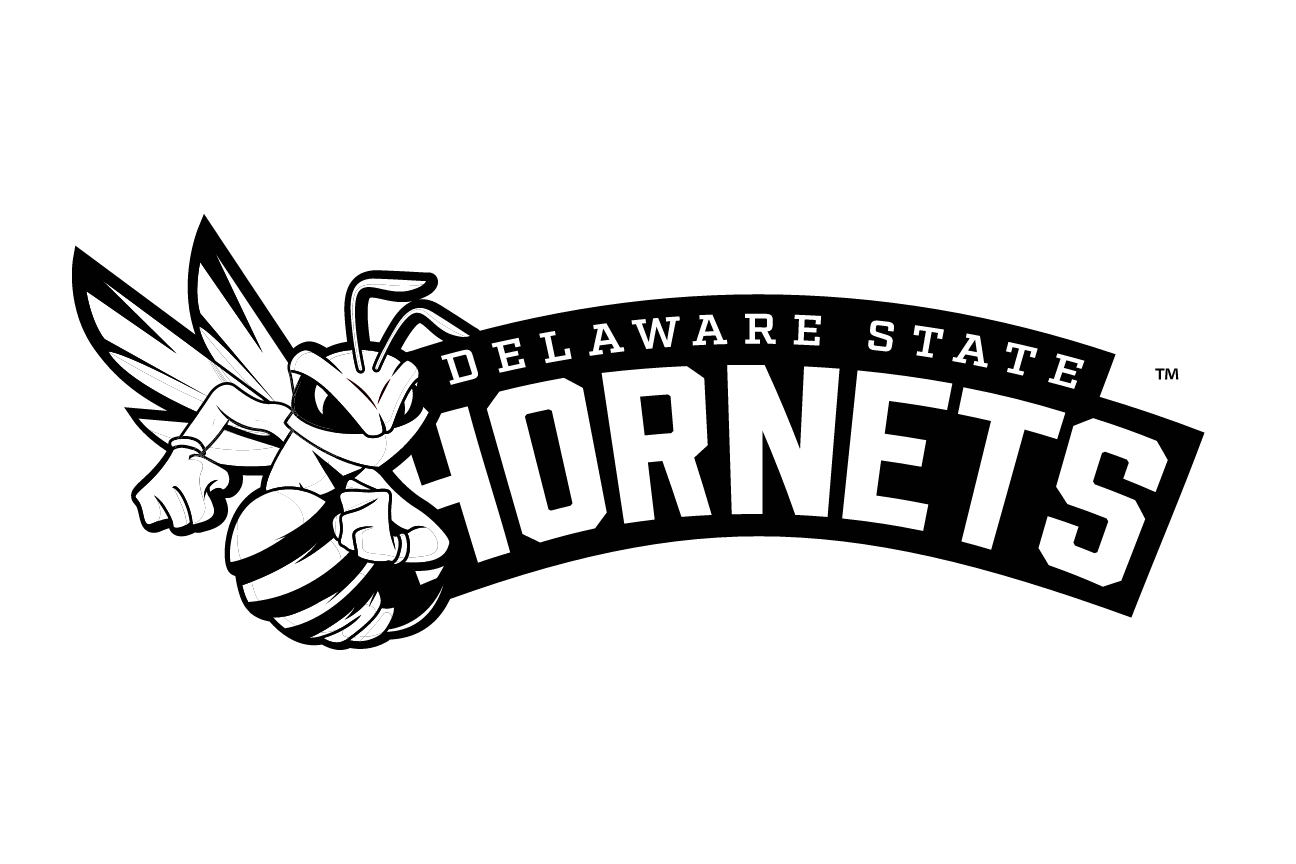 Hornets wordmark with mascot, black and white variant, cell 28