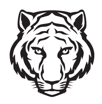 Tiger head mascot, black and white variant, cell 19