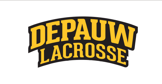 DePauw Lacrosse wordmark, yellow with black outline on white variant, cell 40