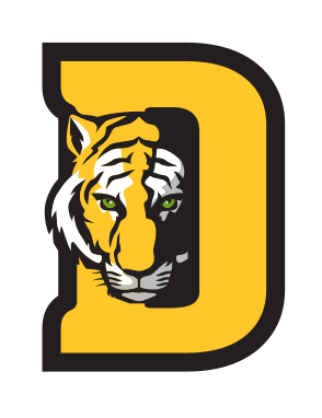 Athletic D Mark, yellow with tiger head, black outline variant, cell 58