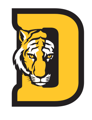 Athletic D Mark, yellow with tiger head, black outline variant, cell 60