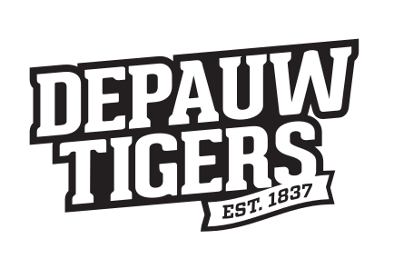DePauw Tigers wordmark, white/black with EST. 1837 variant, cell 73