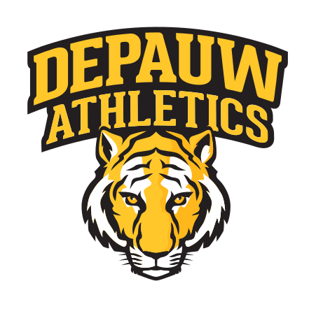 DePauw Athletics logo, yellow/black with tiger head variant, cell 82