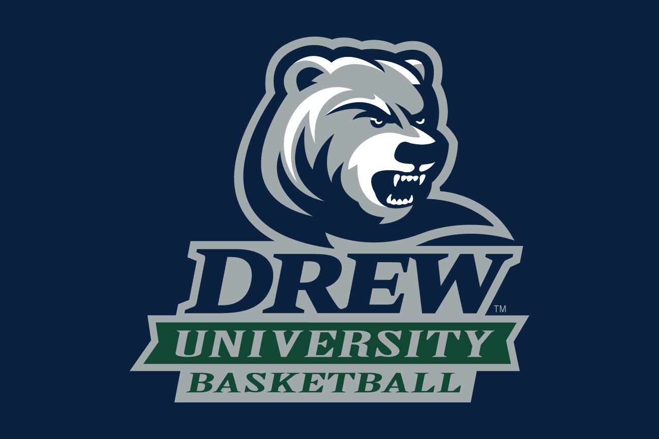 Drew University Basketball logo, color on navy variant, cell 36