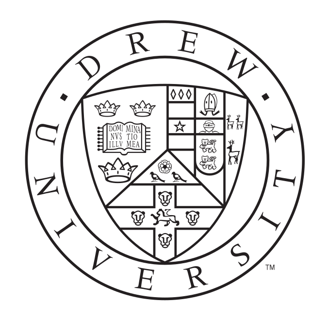 Drew University seal, black and white variant, cell 32
