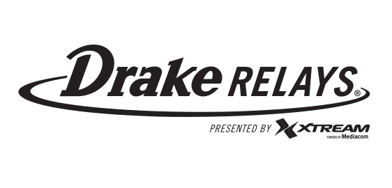 Drake Relays logo, black on white variant, cell 42