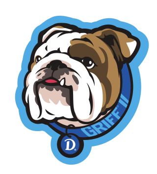 Griff mascot head, color with blue outline variant, cell 48