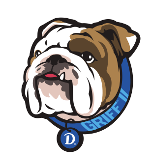 Griff mascot head, color with blue outline variant, cell 49
