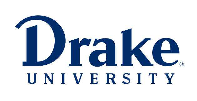 Drake University wordmark, blue variant, cell 53