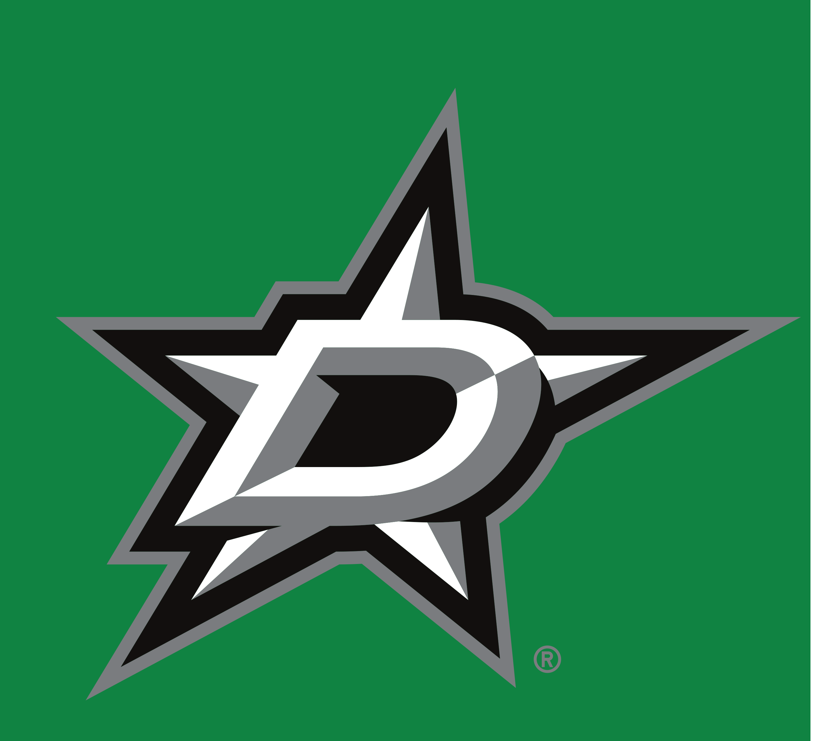 Dallas Stars primary logo, full color on green background variant