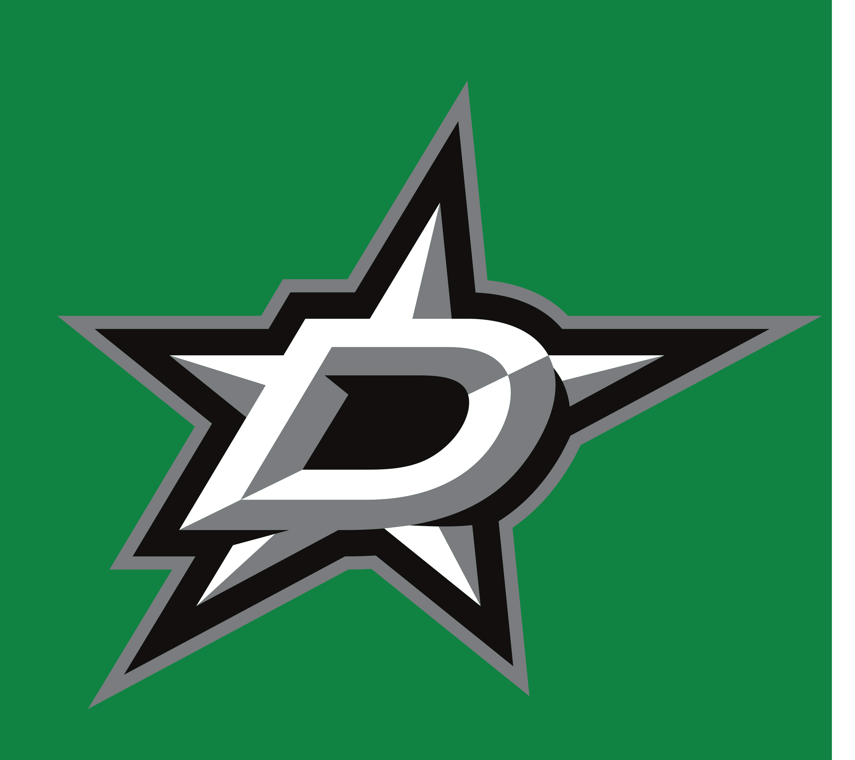 Dallas Stars primary logo, full color on green background variant