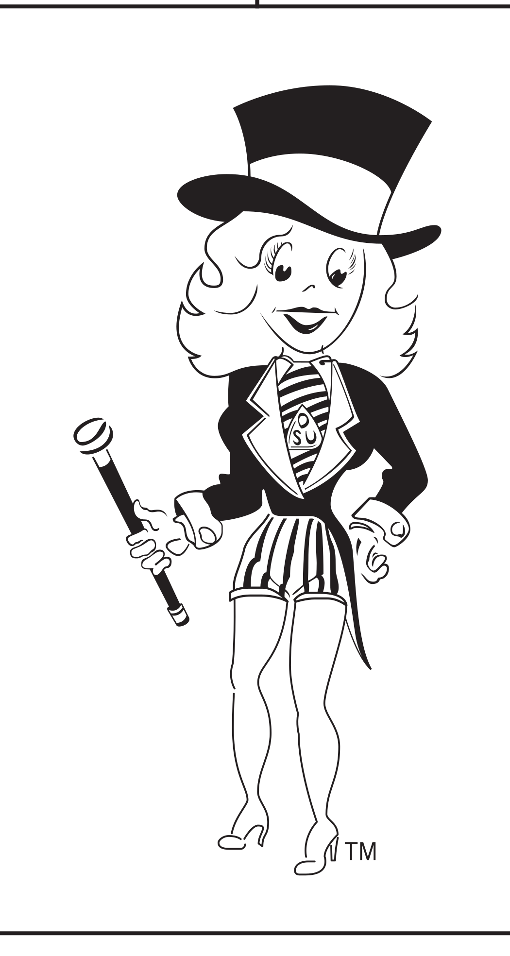 Lady Statesman mascot, black and white line art variant, cell 14