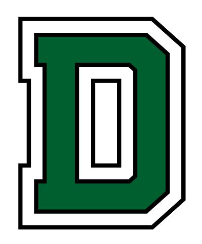 Dartmouth D, green with white and black outline variant, cell 201