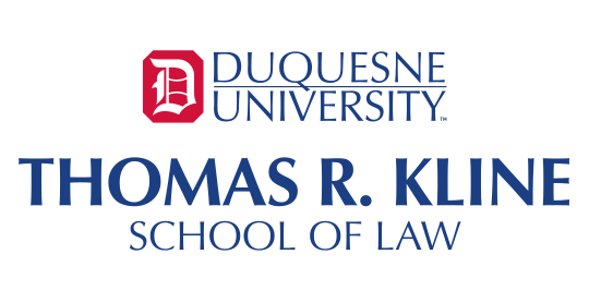 Duquesne University Thomas R. Kline School of Law, color stacked variant, cell 35