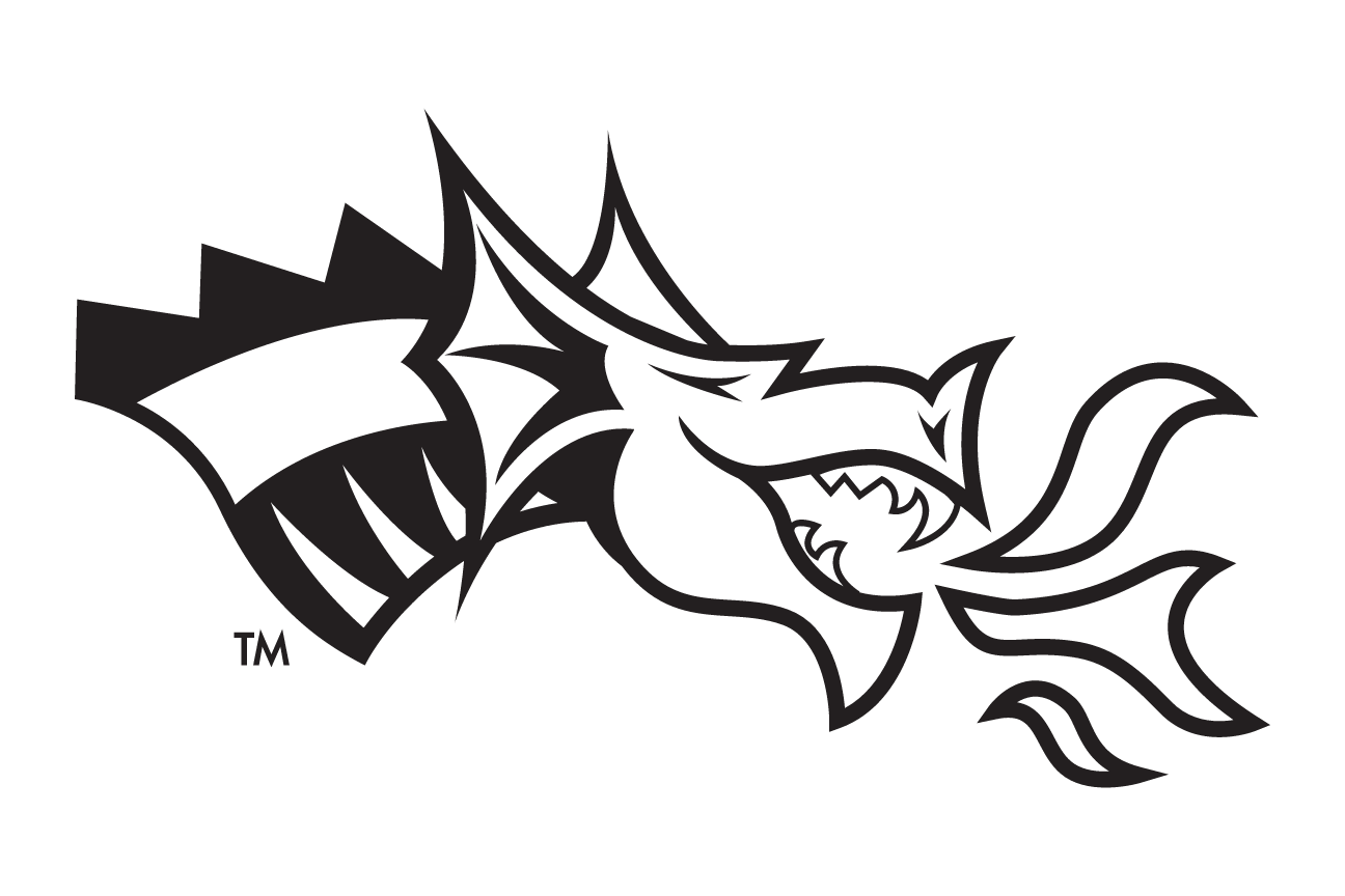 Drexel Dragons head logo, black and white variant, cell 4