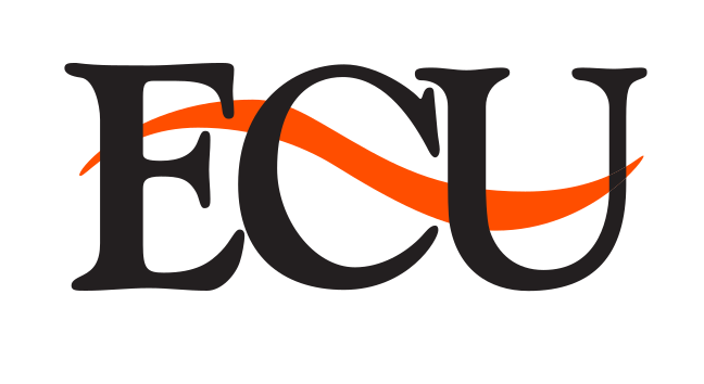 ECU wordmark, black and orange variant, cell 18
