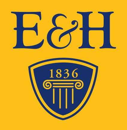 E&H lettermark with seal, blue, gold BG variant, cell 34