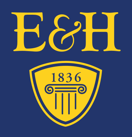E&H lettermark with seal, gold, dark blue BG variant, cell 35