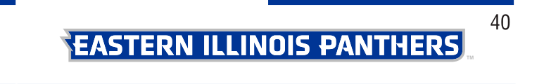 Eastern Illinois Panthers wordmark, white on blue, horizontal variant, cell 40