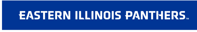 Eastern Illinois Panthers wordmark, blue on white, horizontal outlined variant, cell 41