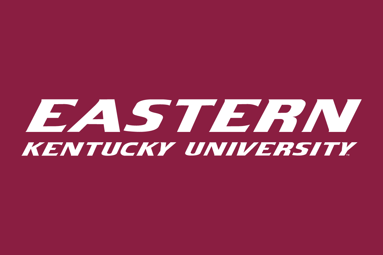 Eastern Kentucky University wordmark, white reverse variant, cell 8