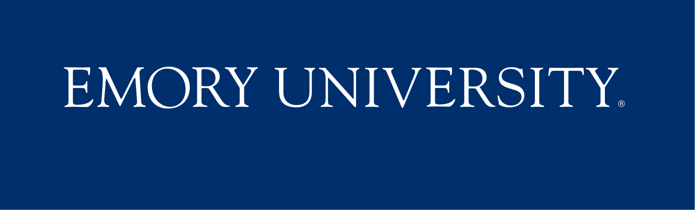 Emory University wordmark, horizontal, white variant, cell 20
