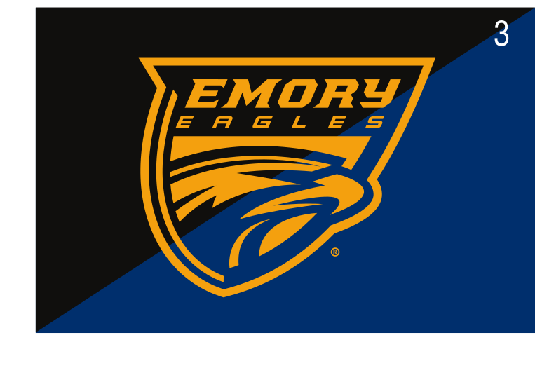Emory Eagles primary logo, gold/white on navy/black variant, cell 35
