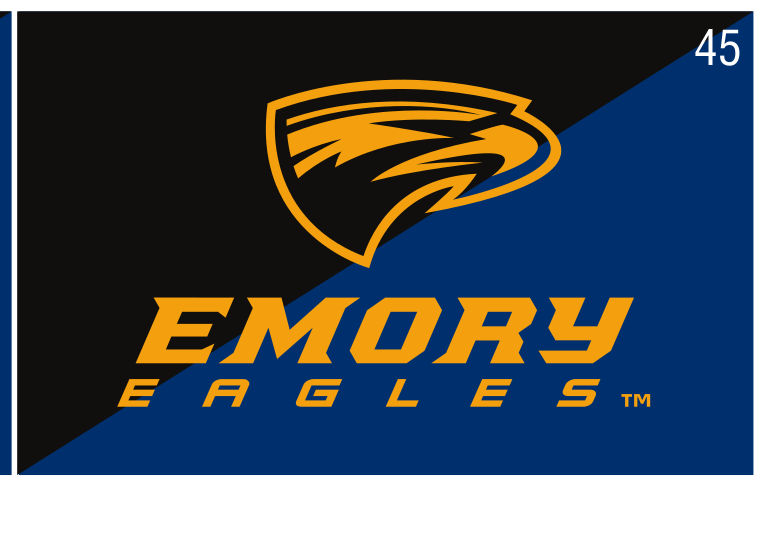 Emory Eagles stacked logo, gold on navy/black variant, cell 45