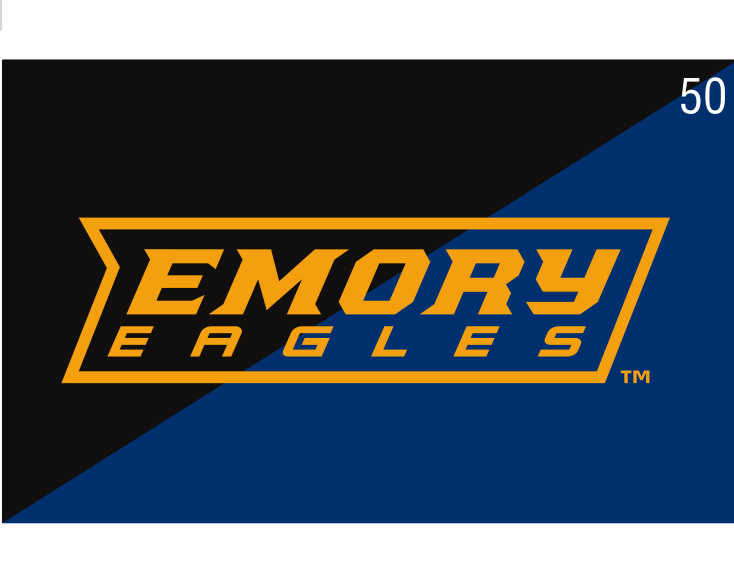 Emory Eagles horizontal logo, gold on navy/black variant, cell 50