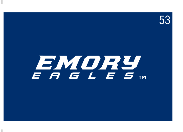 Emory Eagles wordmark, white on navy variant, cell 53
