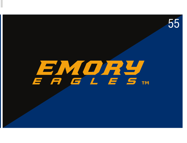 Emory Eagles wordmark, gold on navy/black variant, cell 55