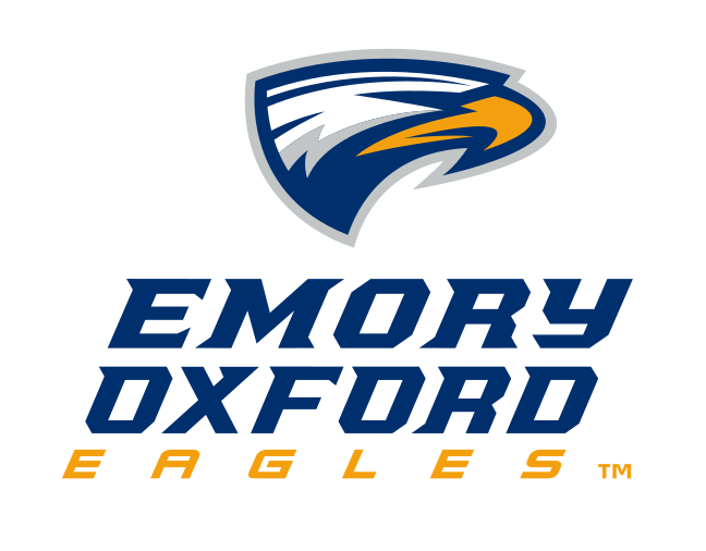 Emory Oxford Eagles head and wordmark logo, full color variant, cell 60