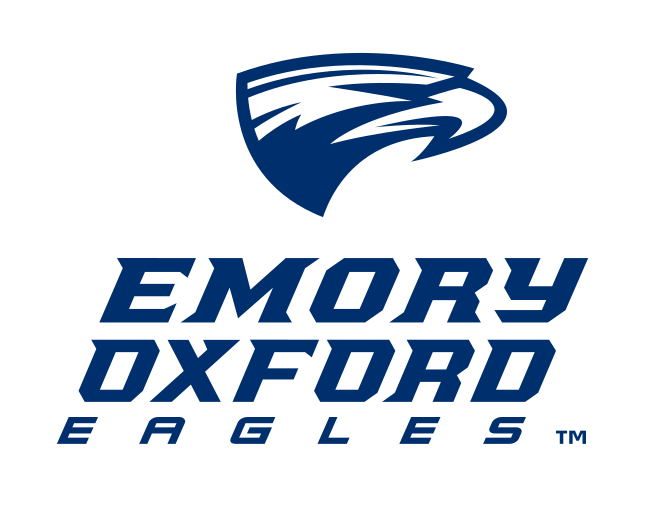 Emory Oxford Eagles head and wordmark logo, navy variant, cell 61
