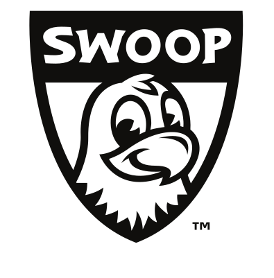 Swoop shield logo, black/white variant, cell 94