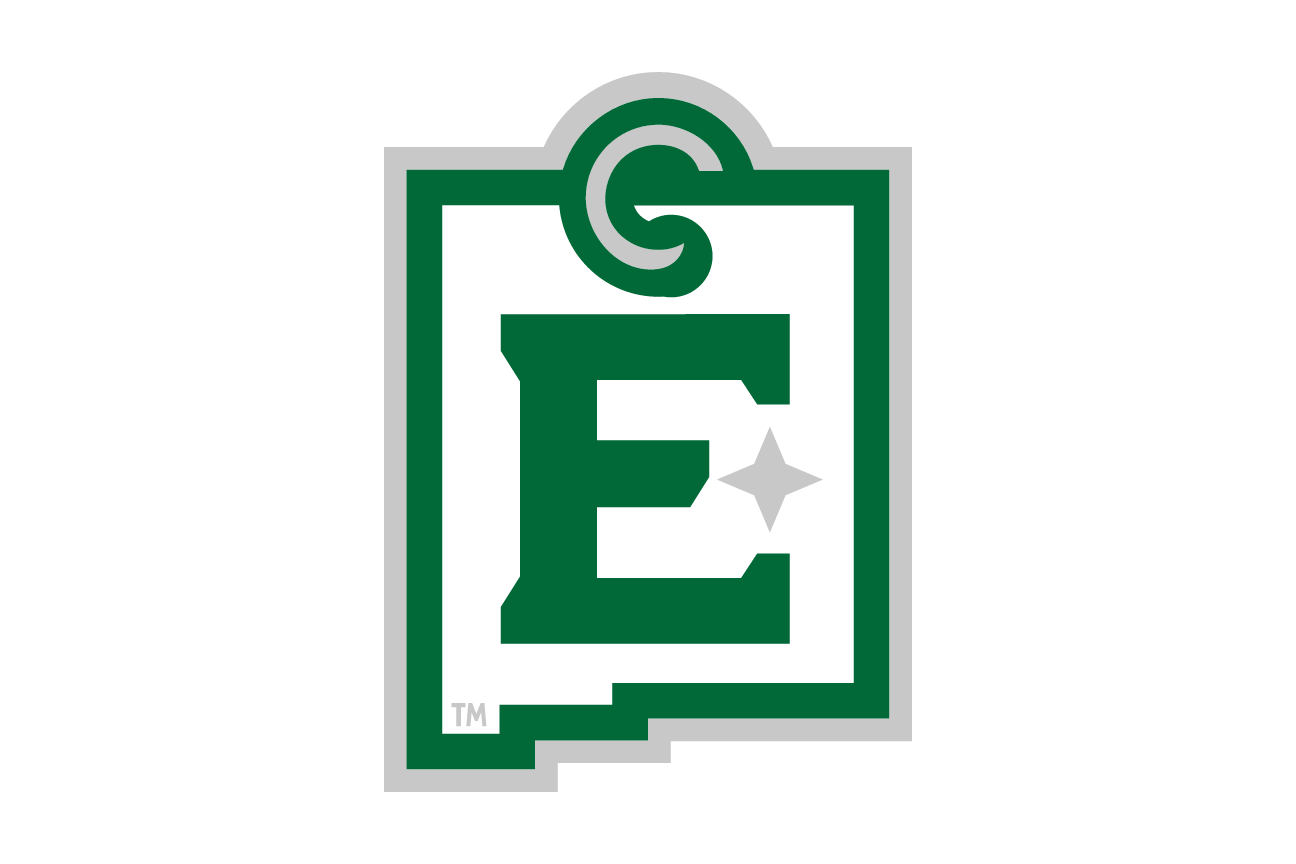 lettermark E with greyhound, green on white variant, cell 57