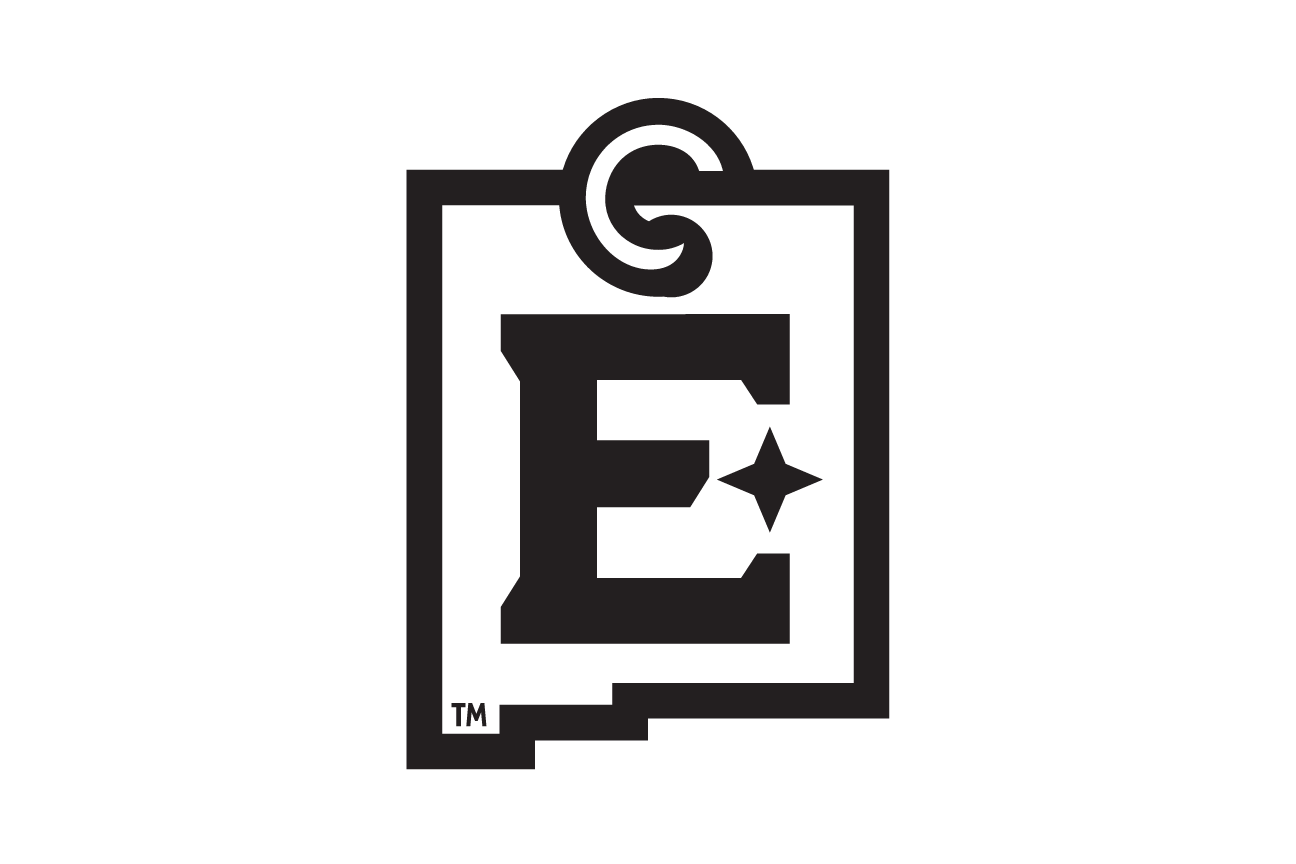 lettermark E with greyhound, black on white variant, cell 60