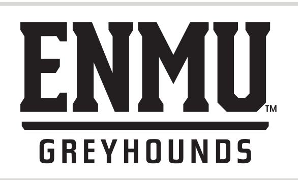 wordmark ENMU GREYHOUNDS, black on white variant, cell 90