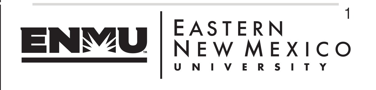 ENMU logo, horizontal lockup, black variant, cell 107