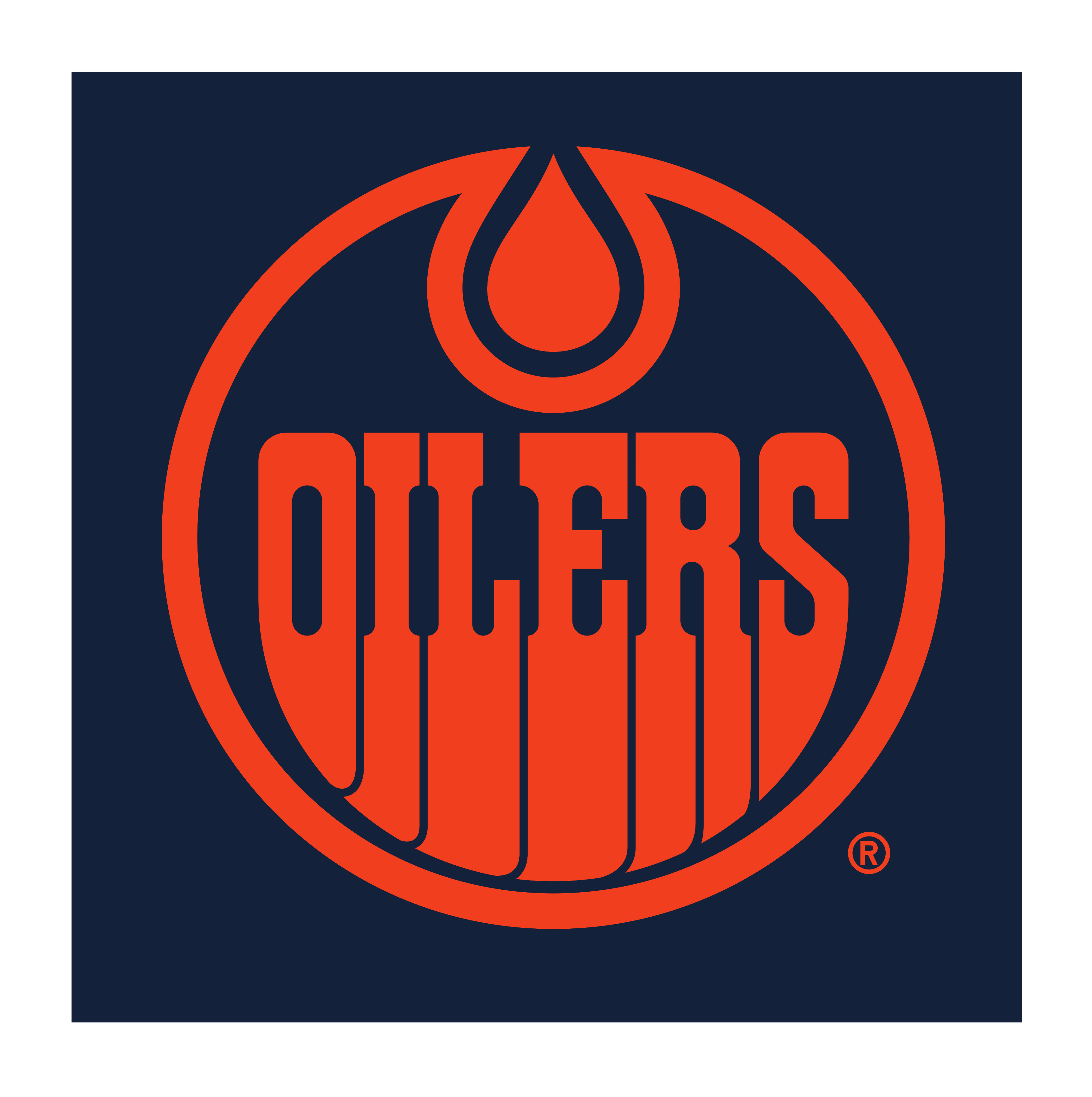 Edmonton Oilers secondary logo, full color on navy variant