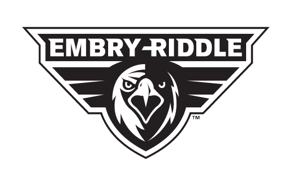 Embry-Riddle Aeronautical University - Prescott, primary logo, black and white variant, cell 16