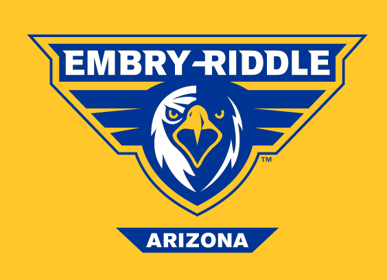 Embry-Riddle Aeronautical University - Prescott, primary logo with Arizona, full color on gold variant, cell 19