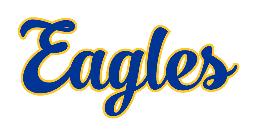 Eagles wordmark, blue with gold outline variant, cell 33