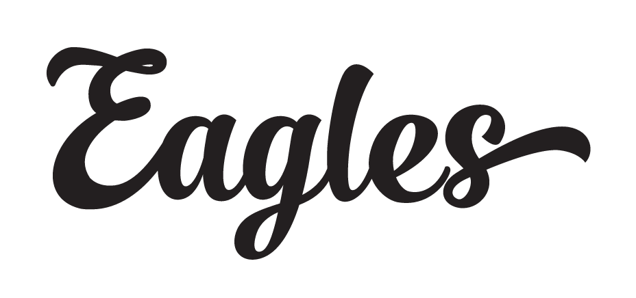 Eagles wordmark, black with white outline variant, cell 35